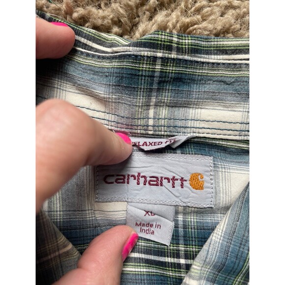 Carhartt long sleeve plaid button up shirt for men XL extra large - Picture 6 of 9